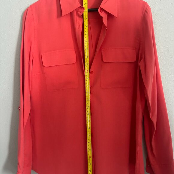 New NEXX York 100% silk Blouse Coral Pink Button Front Long Sleeve - Picture 8 of 8